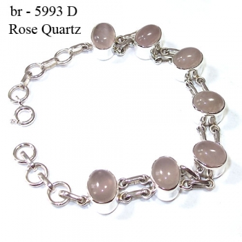 Pure silver pink rose quartz bracelet